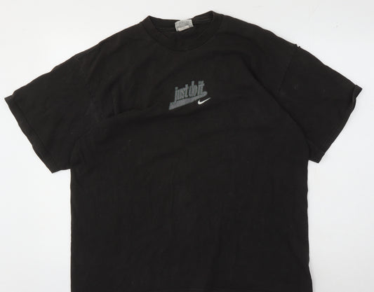 Nike Men's Black Logo T-Shirt, Size L, Cotton, Sports