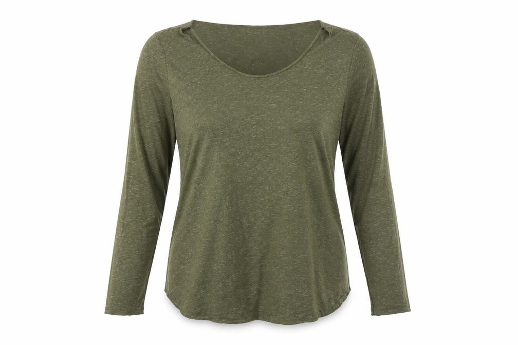 Front view of Vero Moda Women's XL Green Basic Long Sleeve T-Shirt