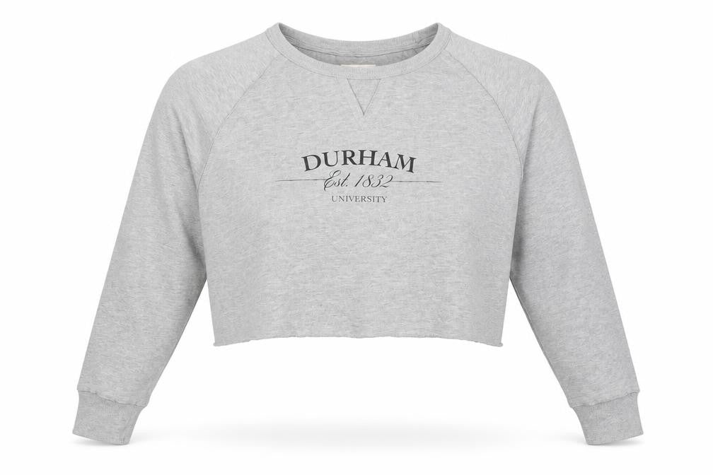 Front view of Epona Women's Grey Crop Sweatshirt, S, University Style