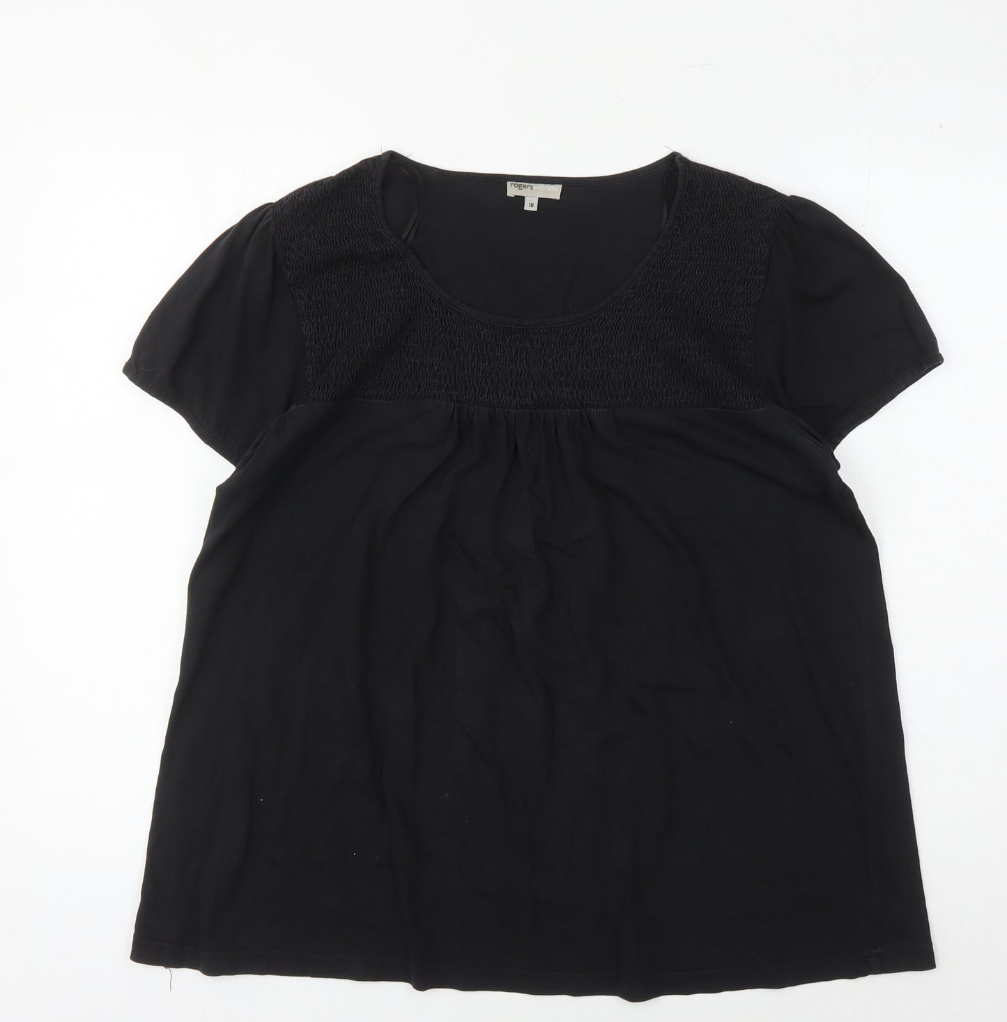 Rogers+ROGERS Women's Black Scoop Neck Blouse - Size 18