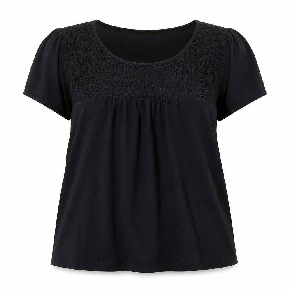 Front view of Rogers+ROGERS Women's Black Scoop Neck Blouse -, size 18