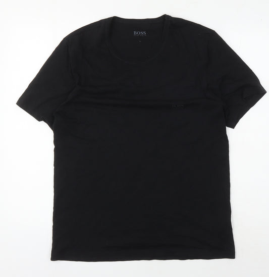 Hugo Boss Men's Black L T-Shirt, Crew Neck, Cotton