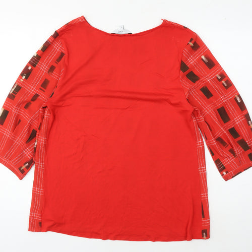 Next Women's Red Plaid Blouse, Size 16, 3/4 Sleeves
