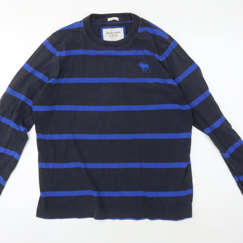 Abercrombie & Fitch Men's Blue Striped Sweatshirt, Size M