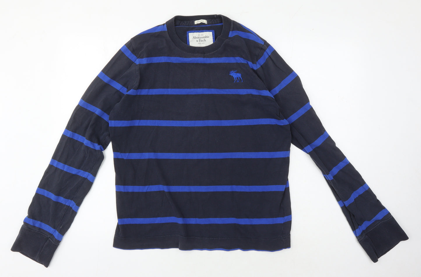 Abercrombie & Fitch Men's Blue Striped Sweatshirt, Size M