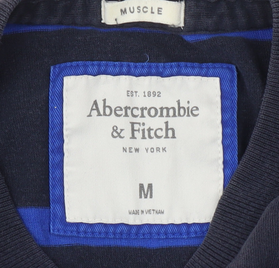 Abercrombie & Fitch Men's Blue Striped Sweatshirt, Size M