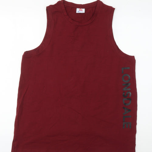 Lonsdale Unisex Red 2XL Tank Top Gym Cotton Blend