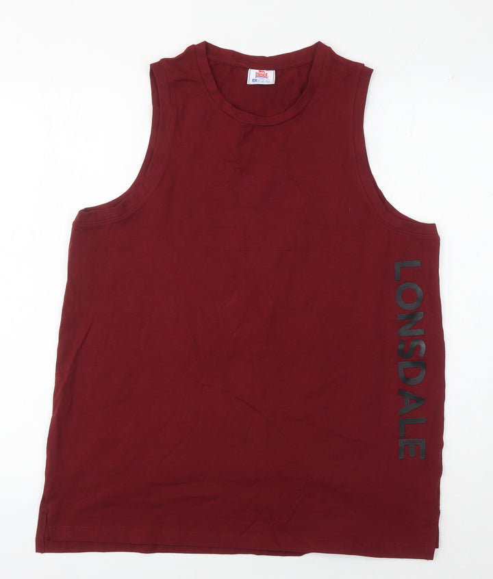 Lonsdale Unisex Red 2XL Tank Top Gym Cotton Blend