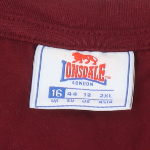 Lonsdale Unisex Red 2XL Tank Top Gym Cotton Blend