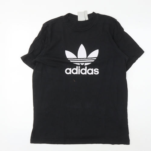 Adidas Men's Black Logo T-Shirt, Size M, Crew Neck