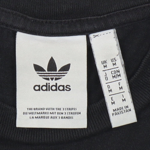 Adidas Men's Black Logo T-Shirt, Size M, Crew Neck