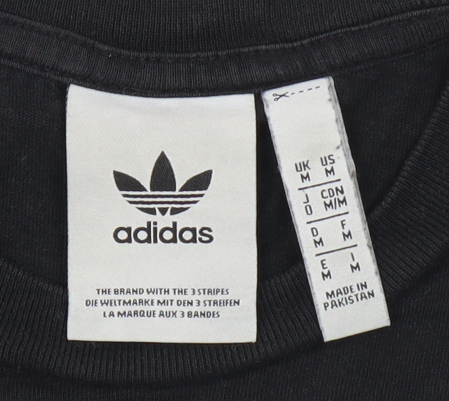 Adidas Men's Black Logo T-Shirt, Size M, Crew Neck