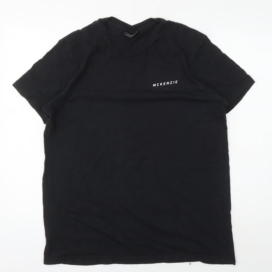 McKenzie Men's Black Cotton T-Shirt Size L Logo Accent