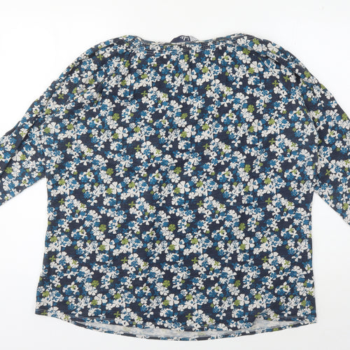 Isle Women's Blue Floral Tunic Blouse XL