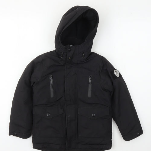 Matalan Boys Black Hooded Parka Jacket 6 Years