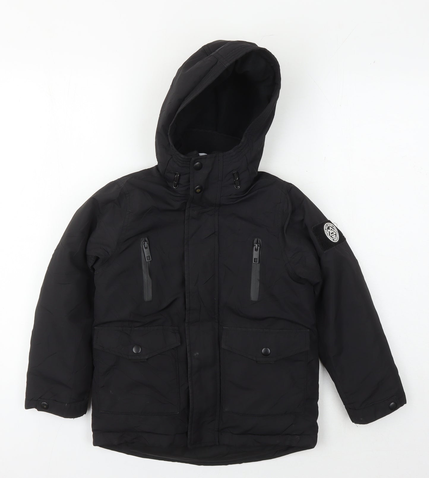 Matalan Boys Black Hooded Parka Jacket 6 Years
