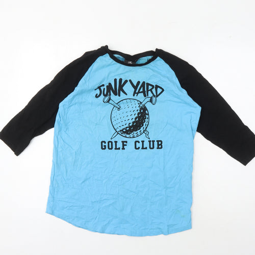 Junk Yard Golf Club Men's Blue XS 3/4 Sleeve T-Shirt