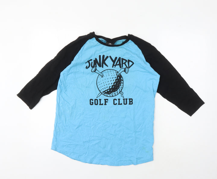 Junk Yard Golf Club Men's Blue XS 3/4 Sleeve T-Shirt