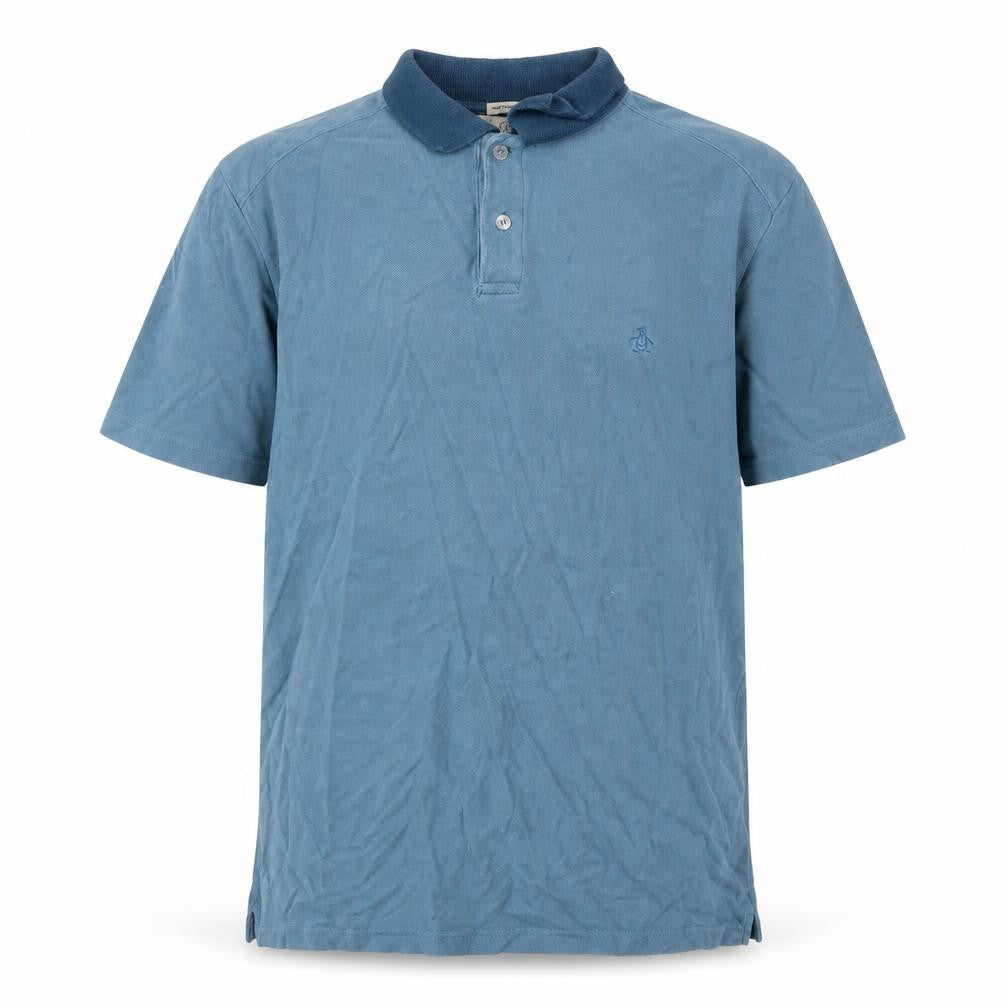 Front view of Original Penguin Men's Blue Slim Fit Polo - M