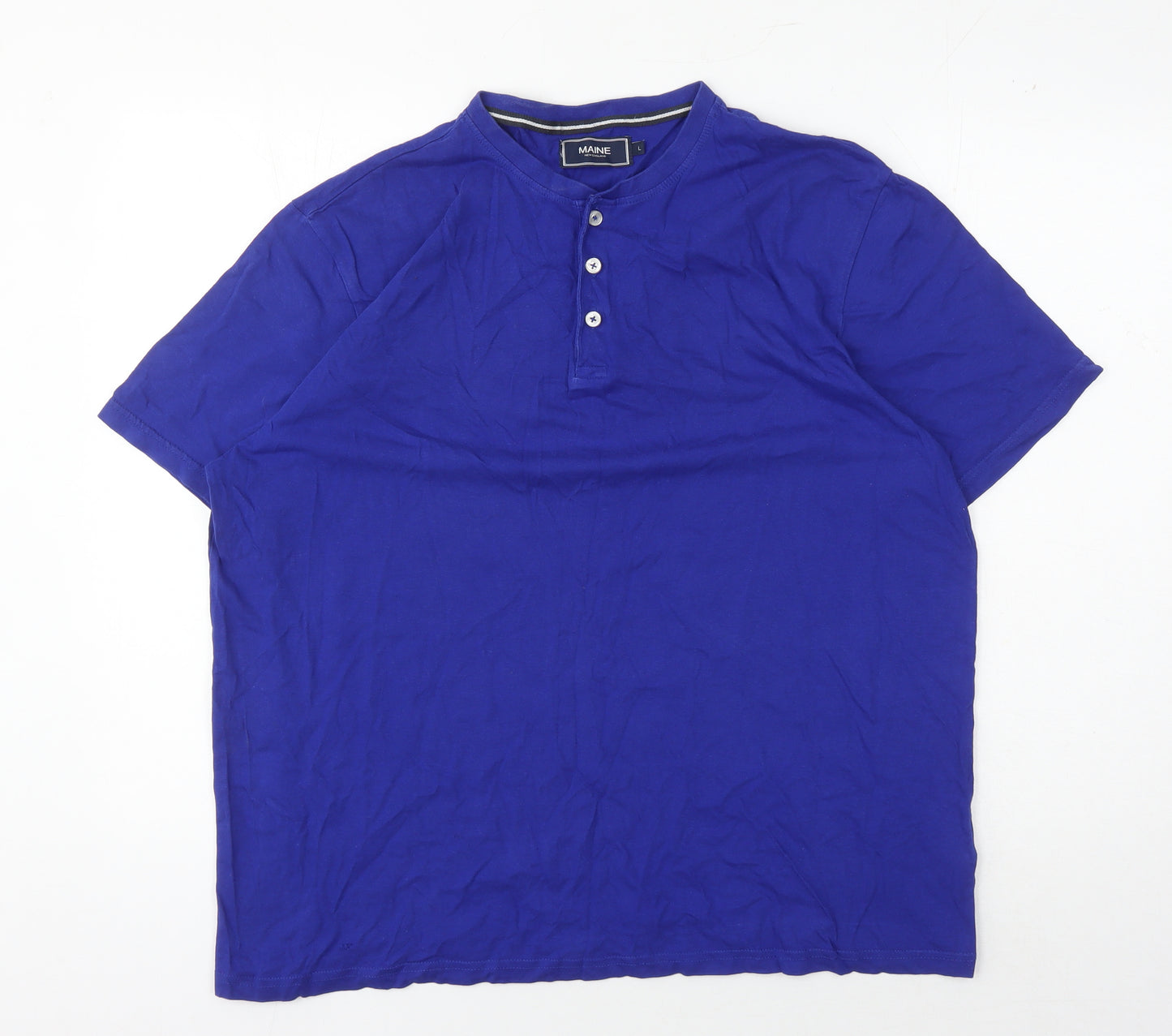 Maine New England Men's Large Blue Henley T-Shirt
