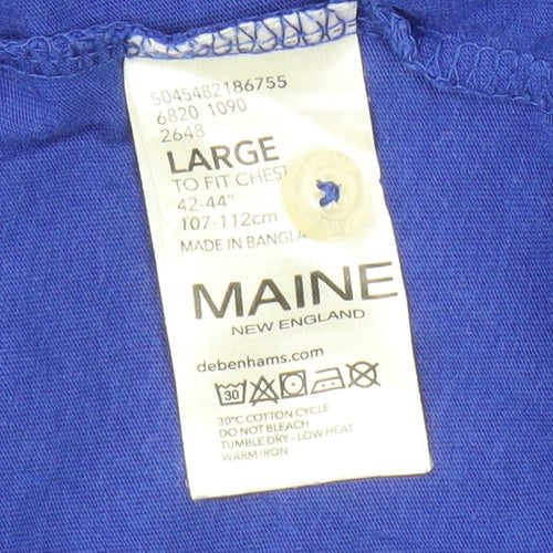 Maine New England Men's Large Blue Henley T-Shirt