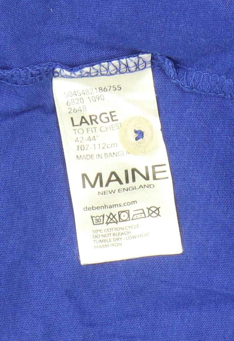 Maine New England Men's Large Blue Henley T-Shirt