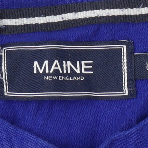 Maine New England Men's Large Blue Henley T-Shirt