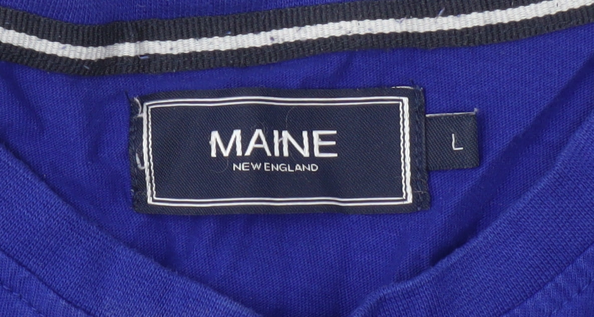 Maine New England Men's Large Blue Henley T-Shirt
