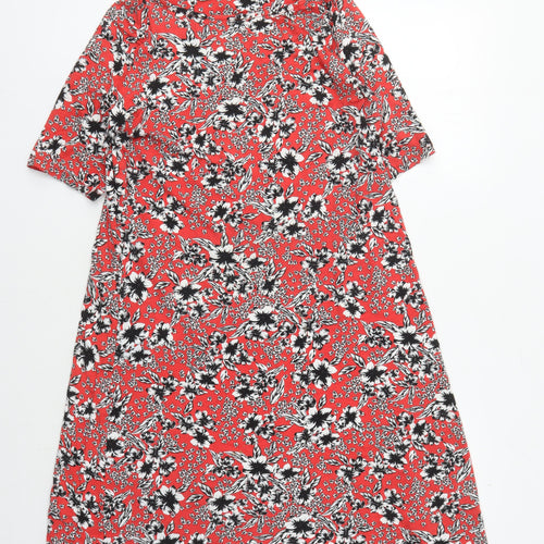 Marks and Spencer Red Floral Shift Dress, Size 14