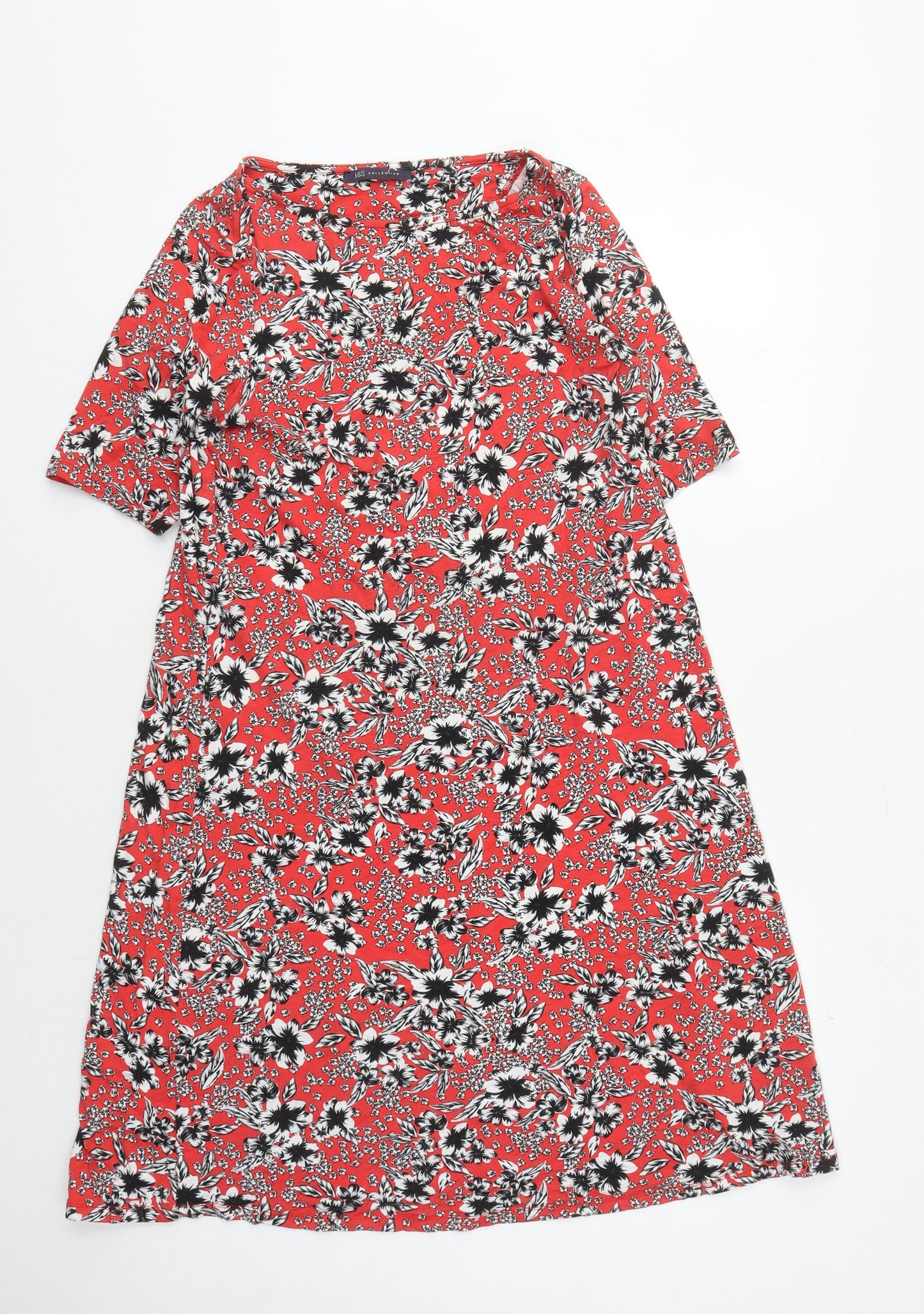 Marks and Spencer Red Floral Shift Dress, Size 14