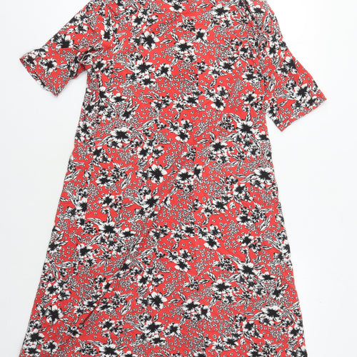 Marks and Spencer Red Floral Shift Dress, Size 14