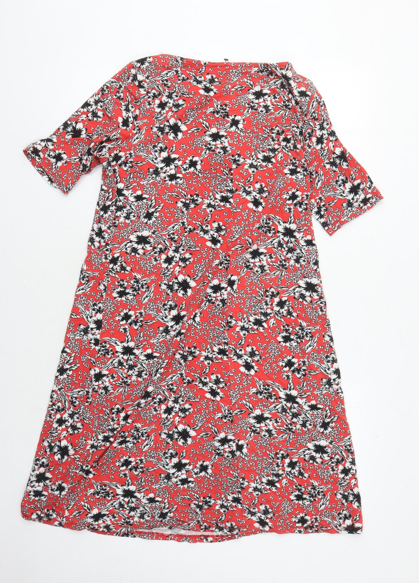 Marks and Spencer Red Floral Shift Dress, Size 14