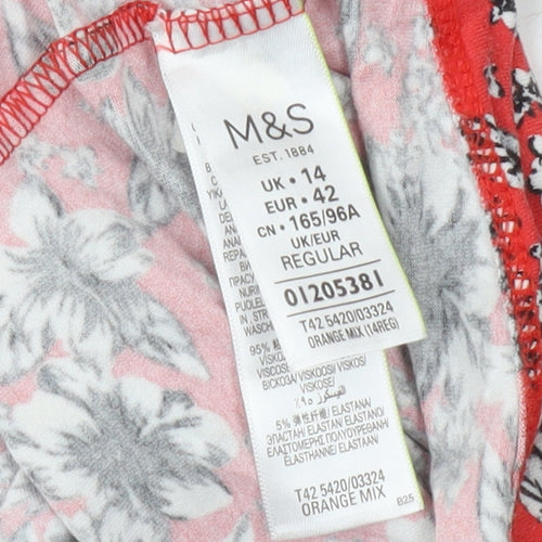Marks and Spencer Red Floral Shift Dress, Size 14