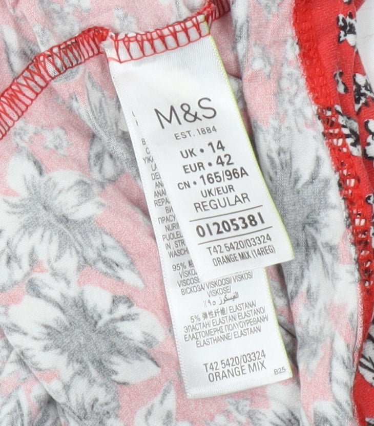 Marks and Spencer Red Floral Shift Dress, Size 14