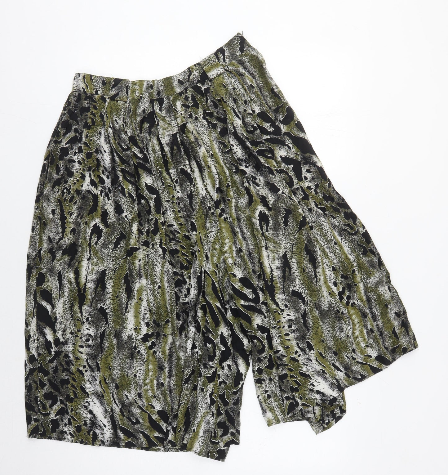 St Michael Women's Green Animal Print Skirt, Size 16