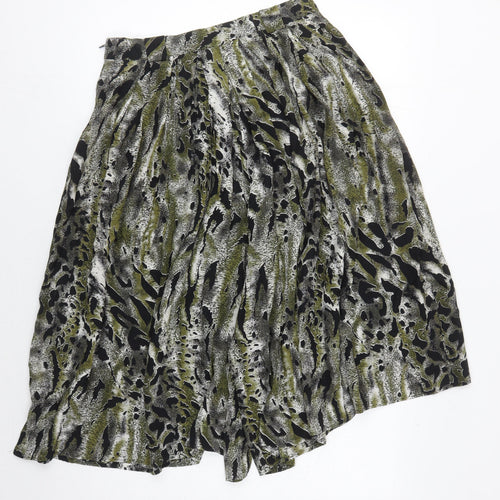 St Michael Women's Green Animal Print Skirt, Size 16