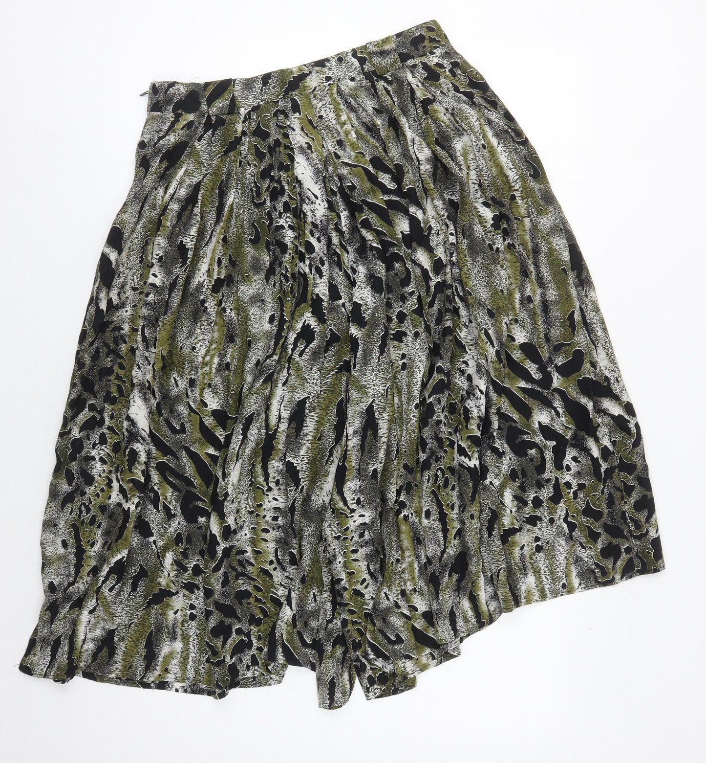 St Michael Women's Green Animal Print Skirt, Size 16