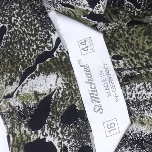 St Michael Women's Green Animal Print Skirt, Size 16