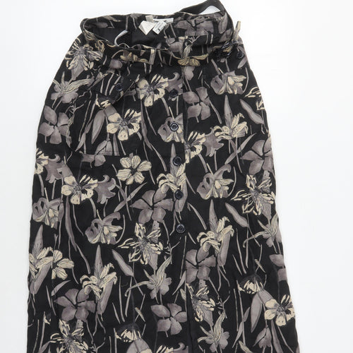 Gardeur Women's Black Floral Linen Skirt Size 12