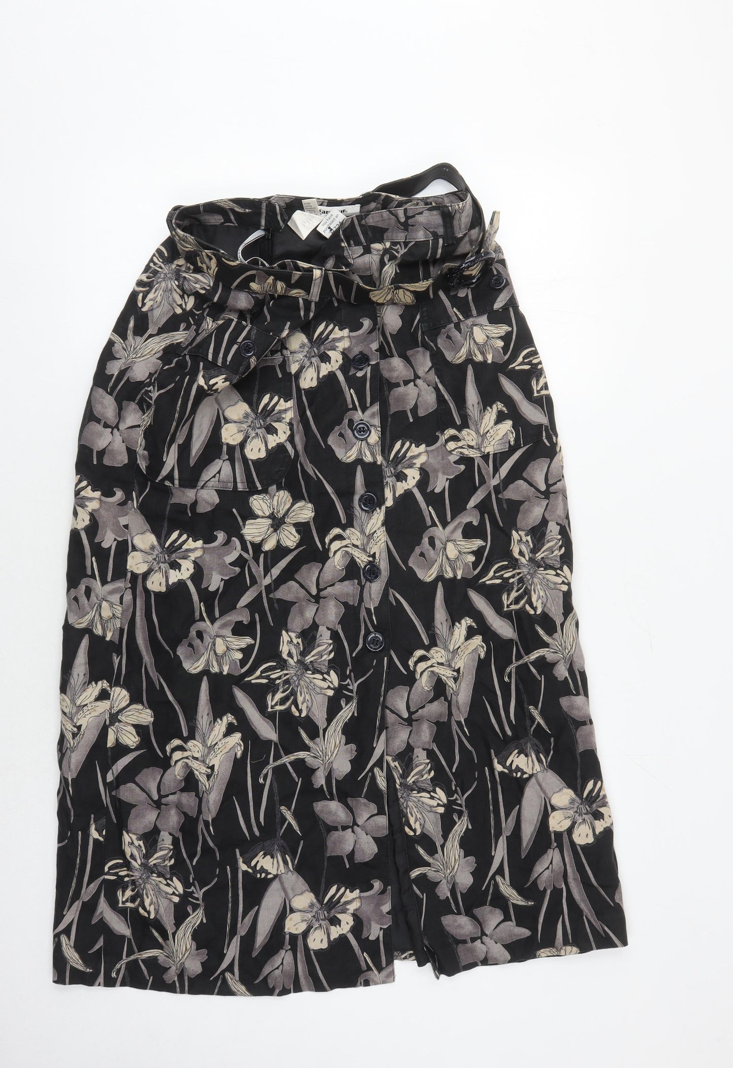 Gardeur Women's Black Floral Linen Skirt Size 12