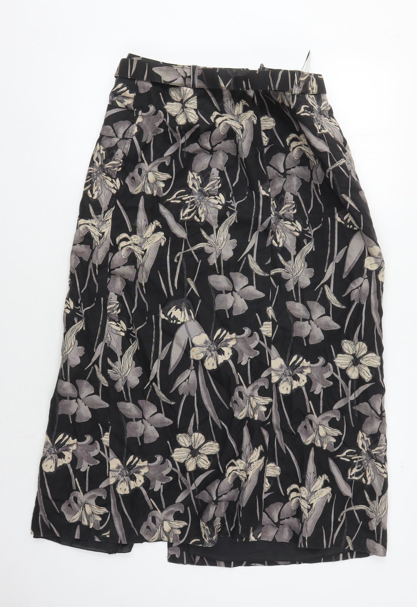 Gardeur Women's Black Floral Linen Skirt Size 12