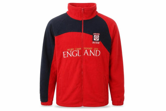 Front view of Men's Red Full Zip Basic Jacket, size L, England Theme
