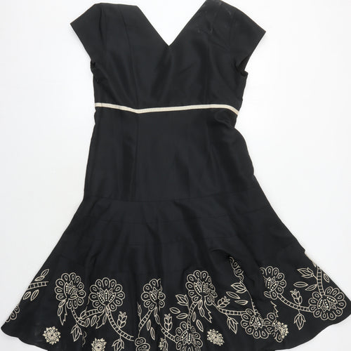 Fenn Wright Manson Women's Black Embroidered Dress, Size 12