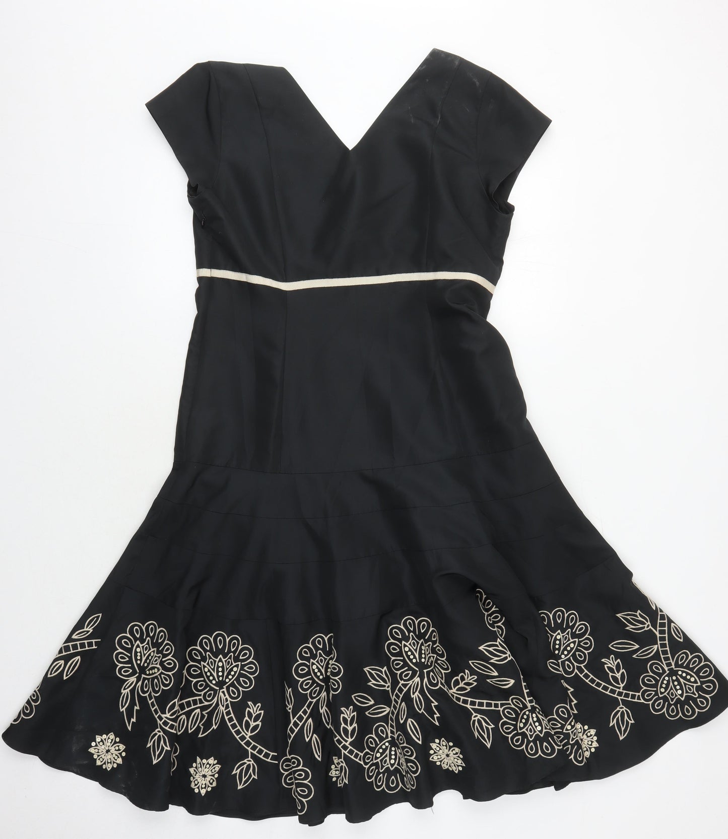 Fenn Wright Manson Women's Black Embroidered Dress, Size 12