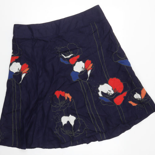 Monsoon Women's Blue Floral Linen Skirt Size 20