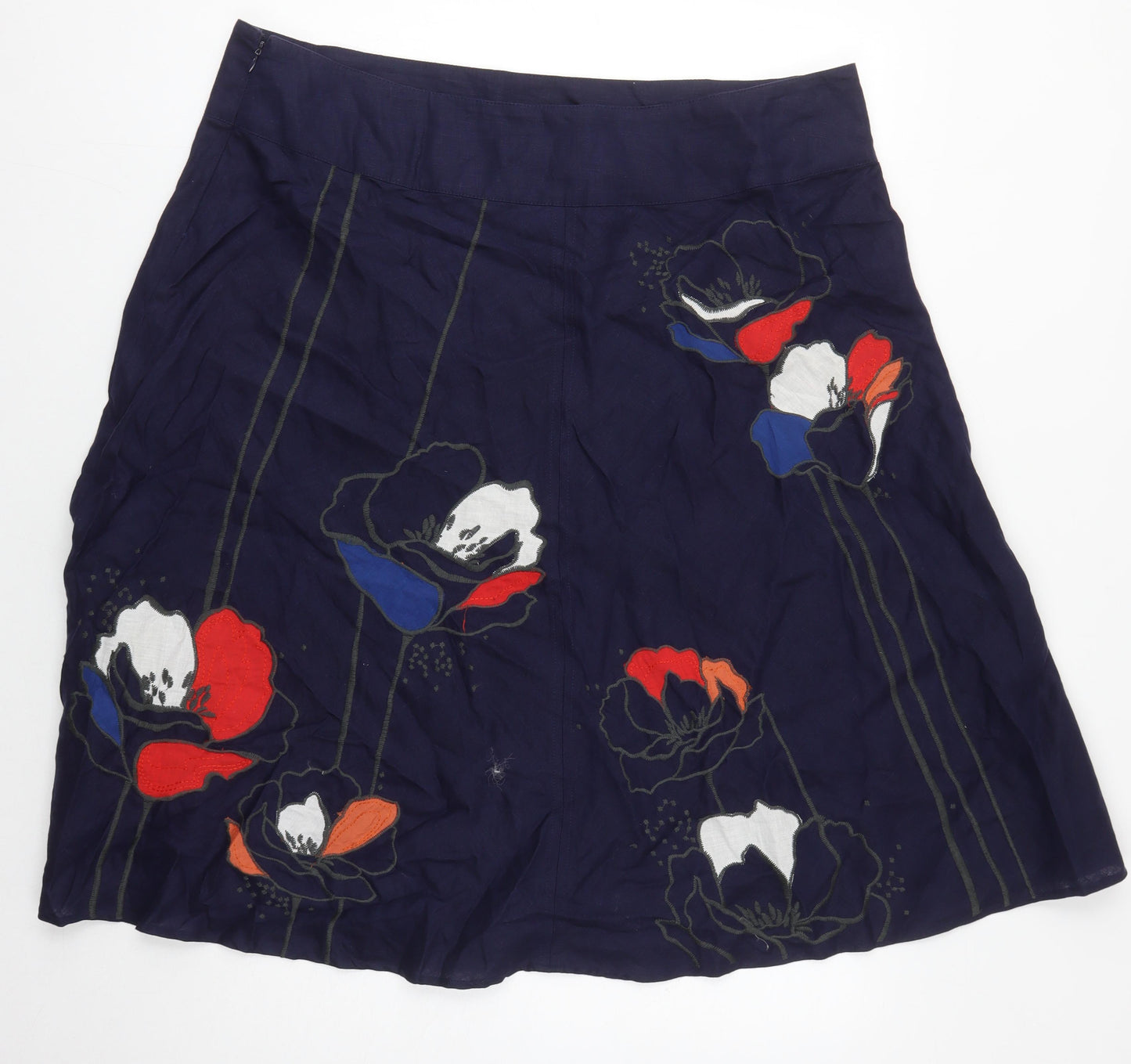 Monsoon Women's Blue Floral Linen Skirt Size 20