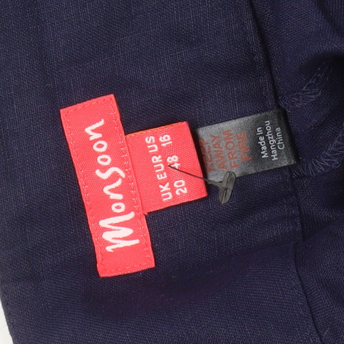 Monsoon Women's Blue Floral Linen Skirt Size 20