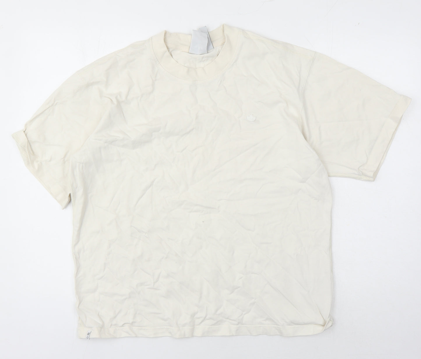 Adidas Men's Beige Regular Fit Crew Neck T-Shirt