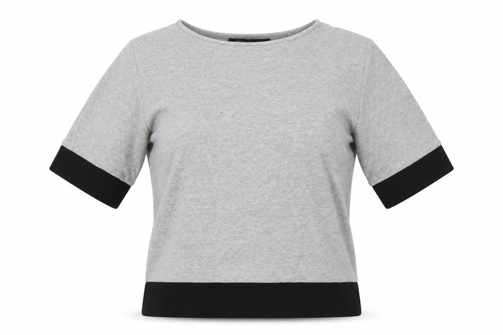 Front view of French Connection Women's Grey 3/4 Sleeve T-Shirt S