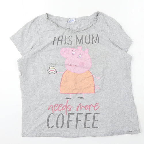 Peppa Pig Women's Grey T-Shirt Size 16 Casual Basic